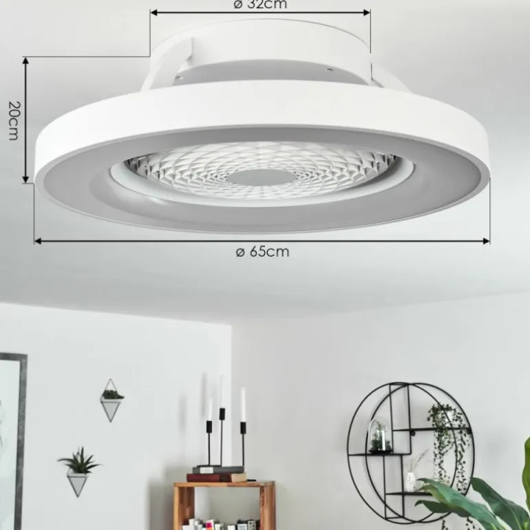 Ventilateur de plafond Penon LED Blanc, 1 lumière, Télécommandes