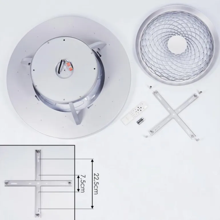 Ventilateur de plafond Penon LED Argenté, 1 lumière, Télécommandes