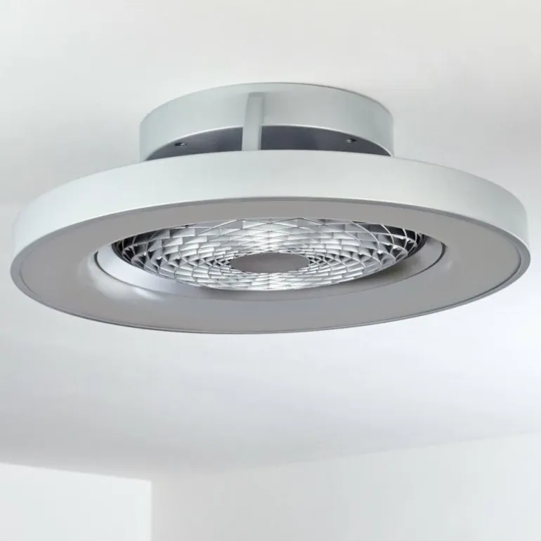 Ventilateur de plafond Penon LED Argenté, 1 lumière, Télécommandes