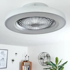 Ventilateur de plafond Penon LED Argenté, 1 lumière, Télécommandes