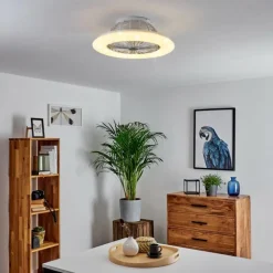 Ventilateur de plafond Piraeus LED Titane, Blanc, 1 lumière, Télécommandes