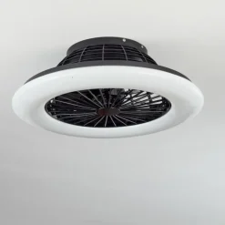 Ventilateur de plafond Piraeus LED Noir, 1 lumière, Télécommandes