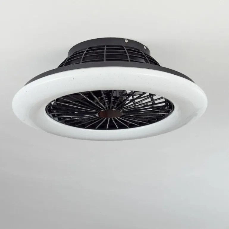 Ventilateur de plafond Piraeus LED Noir, 1 lumière, Télécommandes