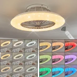 Ventilateur de plafond Piraeus LED Blanc, 1 lumière, Télécommandes, Changeur de couleurs