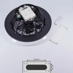 Ventilateur de plafond Pireaus LED Noir, 1 lumière, Télécommandes, Changeur de couleurs