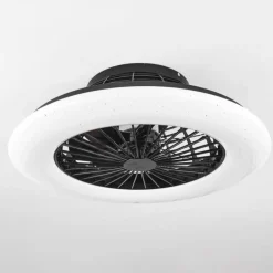 Ventilateur de plafond Pireaus LED Noir, 1 lumière, Télécommandes, Changeur de couleurs