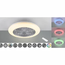 Ventilateur de plafond Reality Stralsund LED Titane, 2 lumières, Télécommandes