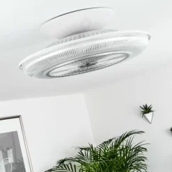 Ventilateur de plafond Riccione LED Blanc, 1 lumière, Télécommandes, Changeur de couleurs