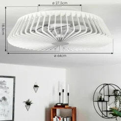 Ventilateur de plafond Rivarotta LED Blanc, 1 lumière, Télécommandes