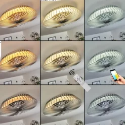 Ventilateur de plafond Rivarotta LED Blanc, 1 lumière, Télécommandes