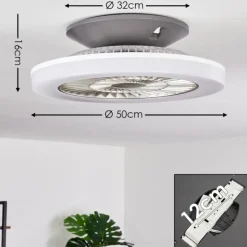 Ventilateur de plafond Somalia LED Argenté, Transparent, 1 lumière