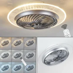 Ventilateur de plafond Tamworth LED Argenté, Transparent, 1 lumière, Télécommandes