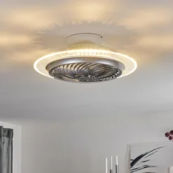 Ventilateur de plafond Tamworth LED Argenté, Transparent, 1 lumière, Télécommandes