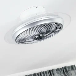 Ventilateur de plafond Tamworth LED Argenté, Transparent, 1 lumière, Télécommandes