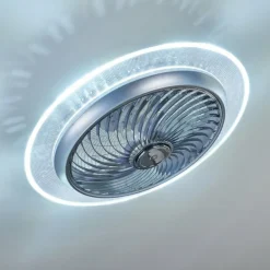 Ventilateur de plafond Tamworth LED Argenté, Transparent, 1 lumière, Télécommandes