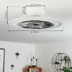Ventilateur de plafond Terradura LED Chrome, Blanc, 1 lumière, Télécommandes