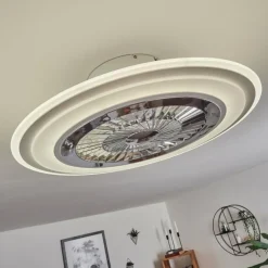 Ventilateur de plafond Terradura LED Chrome, Blanc, 1 lumière, Télécommandes
