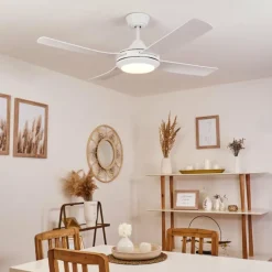 Ventilateur de plafond Tjerne LED Blanc, 1 lumière