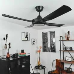 Ventilateur de plafond Tjerne LED Noir, 1 lumière