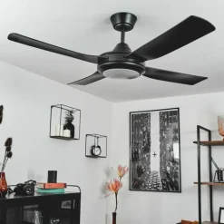 Ventilateur de plafond Tjerne LED Noir, 1 lumière, Télécommandes