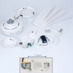 Ventilateur de plafond Tjerne LED Blanc, 1 lumière, Télécommandes