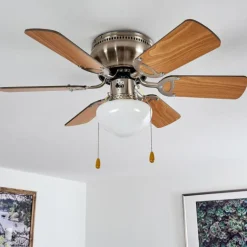 Ventilateur de plafond Trillo Nickel mat, 1 lumière