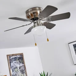 Ventilateur de plafond Trillo Nickel mat, 1 lumière