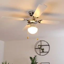 Ventilateur de plafond Valletta Chrome, Noir, Blanc, 1 lumière