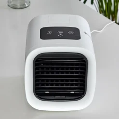 Ventilateur de table Chania LED Noir, Blanc, 1 lumière, Changeur de couleurs