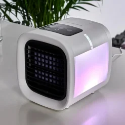 Ventilateur de table Chania LED Noir, Blanc, 1 lumière, Changeur de couleurs