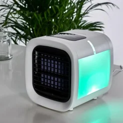 Ventilateur de table Chania LED Noir, Blanc, 1 lumière, Changeur de couleurs