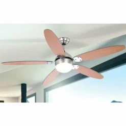 Ventilateur Globo AZURA Chrome, Acier inoxydable, Nickel mat, 1 lumière
