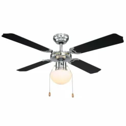 Ventilateur Globo CHAMPION Chrome, 1 lumière