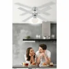 Ventilateur Globo CHAMPION Chrome, Acier inoxydable, Blanc, 1 lumière