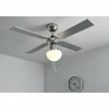 Ventilateur Globo CHAMPION Chrome, Acier inoxydable, Blanc, 1 lumière