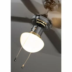 Ventilateur Globo CHAMPION Chrome, Acier inoxydable, Blanc, 1 lumière