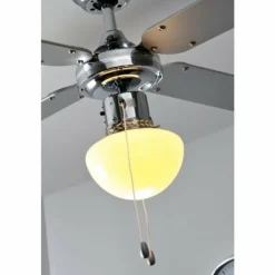Ventilateur Globo CHAMPION Chrome, Acier inoxydable, Blanc, 1 lumière