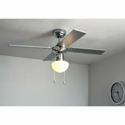 Ventilateur Globo CHAMPION Chrome, Acier inoxydable, Blanc, 1 lumière