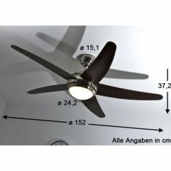Ventilateur Globo FABIOLA Acier inoxydable, Nickel mat, 1 lumière, Télécommandes