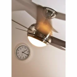 Ventilateur Globo FABIOLA Acier inoxydable, Nickel mat, 1 lumière, Télécommandes