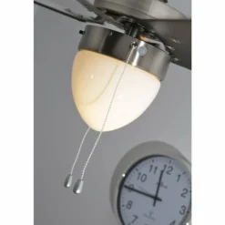 Ventilateur Globo MARVA Acier inoxydable, Gris, Nickel mat, Blanc, 1 lumière