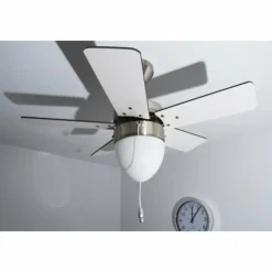 Ventilateur Globo MARVA Acier inoxydable, Gris, Nickel mat, Blanc, 1 lumière