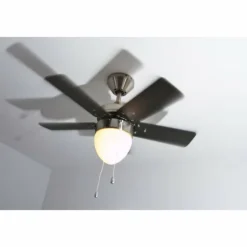Ventilateur Globo MARVA Acier inoxydable, Gris, Nickel mat, Blanc, 1 lumière