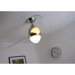 Ventilateur Globo PREMIER Acier inoxydable, Nickel mat, 2 lumières