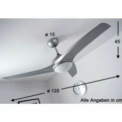 Ventilateur Globo PRIMO Argenté, Blanc, 2 lumières, Télécommandes