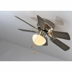 Ventilateur Globo UGO Acier inoxydable, Nickel mat, 1 lumière