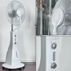 Ventilateur Rethymno Chrome, Argenté, Blanc