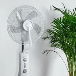 Ventilateur Rethymno Chrome, Argenté, Blanc