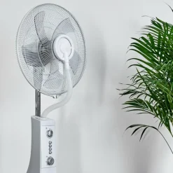 Ventilateur Rethymno Chrome, Argenté, Blanc
