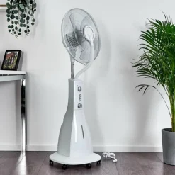 Ventilateur Rethymno Chrome, Argenté, Blanc